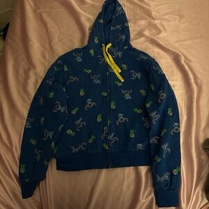 Disney Blue Hoodie with Yellow Drawstring and Fun Print